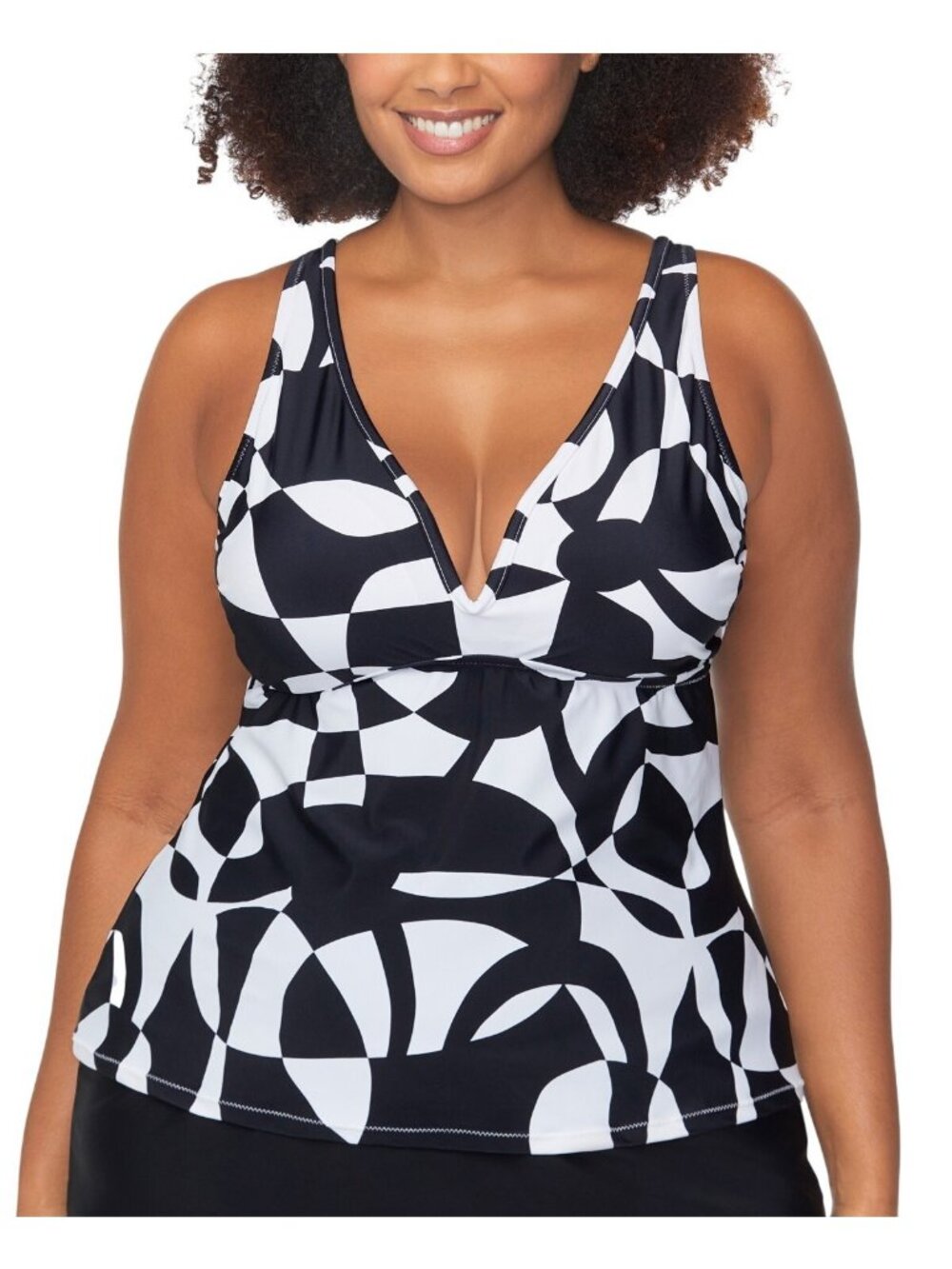NWT Raisins Womens Tanzania Swim Tankini Top 19601916675 Black White Multi 16W